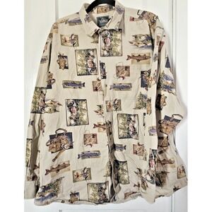 Vtg 90's woolrich heavyweight‎ fly fishing button up MEN XL cotton shirt